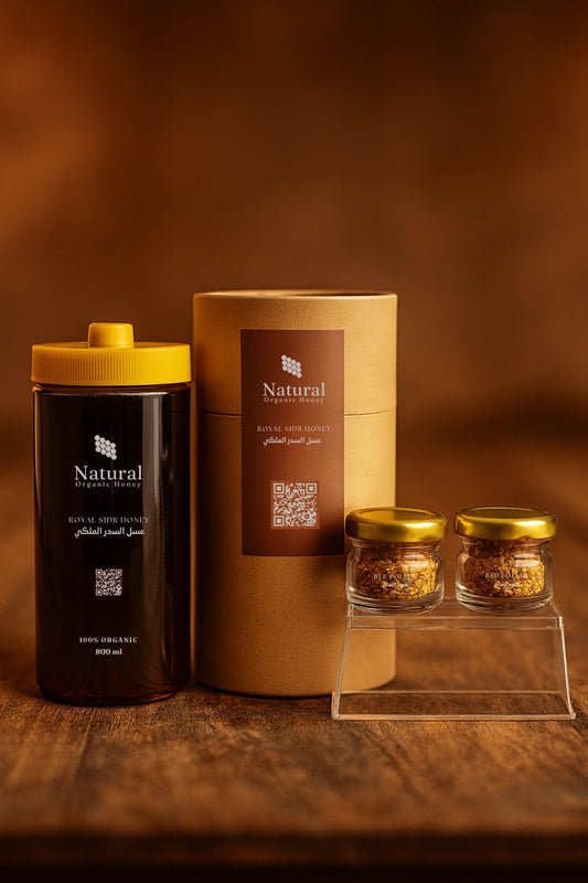 عسل سدر ملكي جبلي + حبوب لقاح النحل البلدي